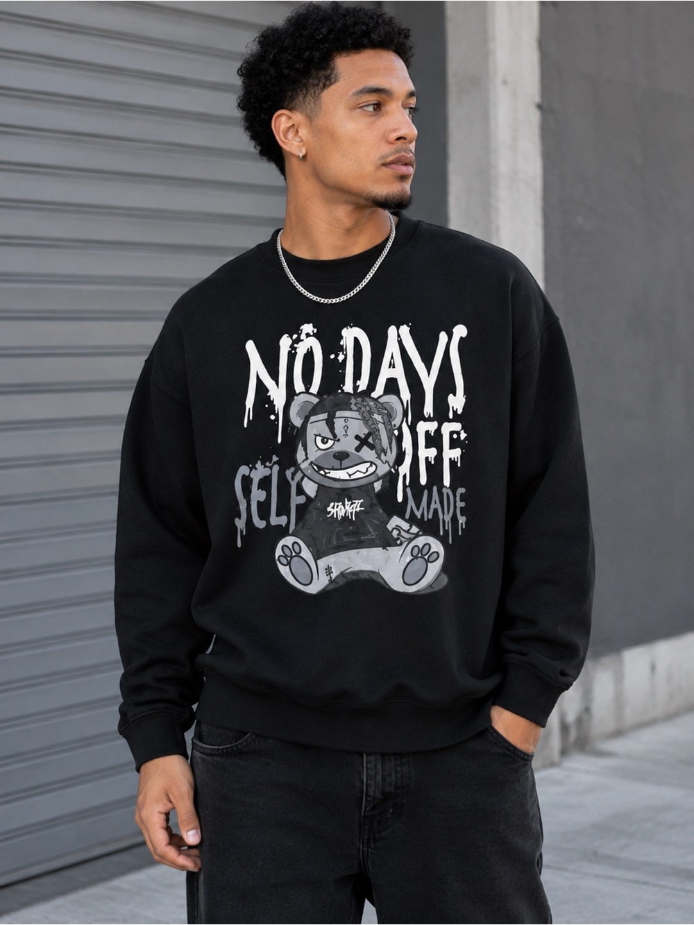 3Forty Self Made Graphic Sweatshirt Black Streetwear Crewneck Men’s 2XL